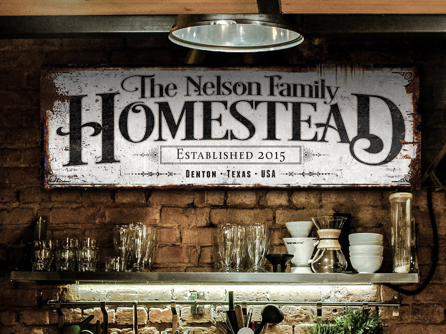 Homestead Sign with Custom Family Name and Established Date | Modern Farmhouse Wall Decor on Aluminum Sign | Vintage Rust Wall Art