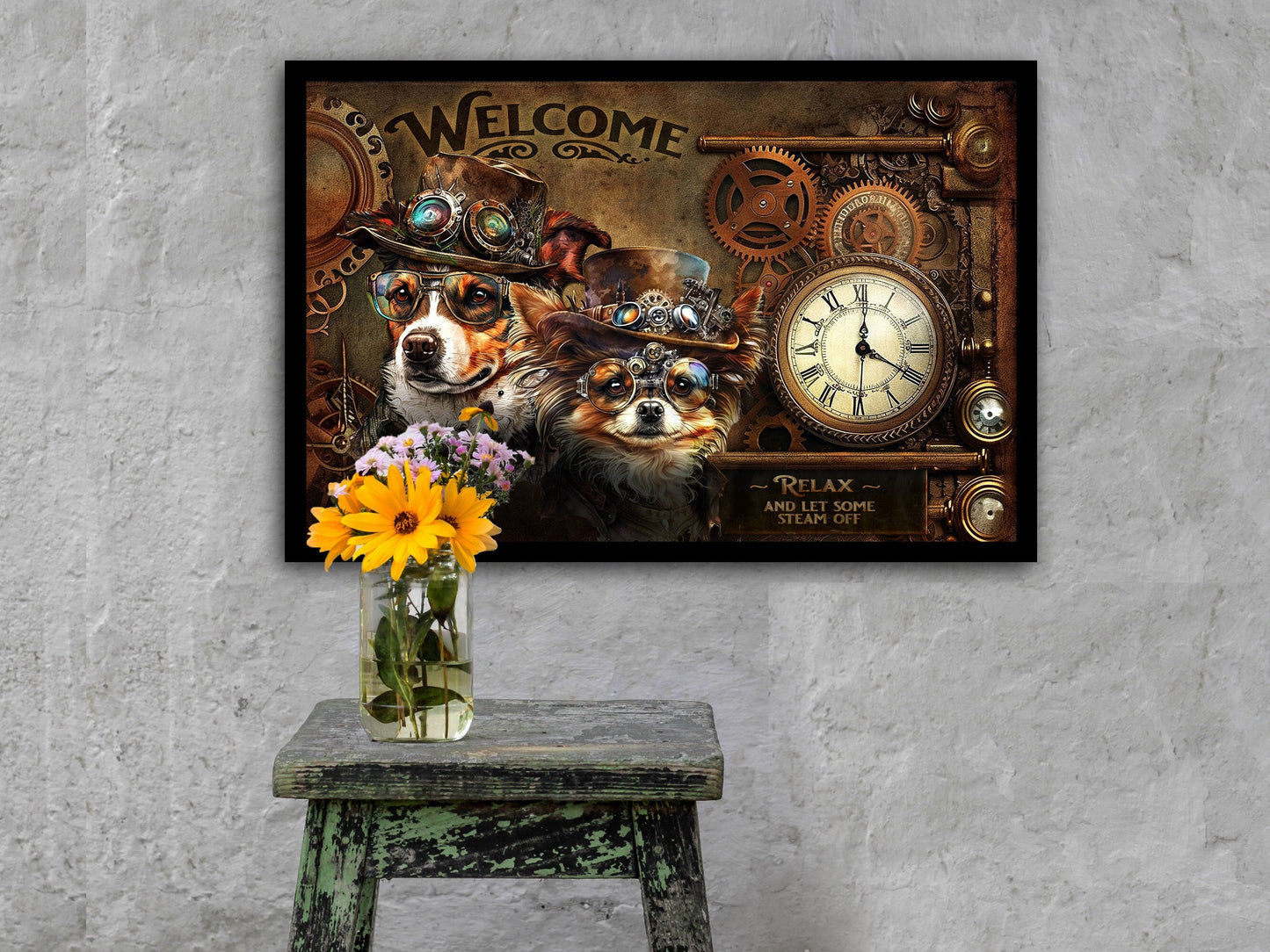 Steampunk | Steampunk Decor | Steampunk Metal Wall Art| Steampunk Puppy Dog Wall Art | Steampunk Wall Decor | Steampunk Metal Sign