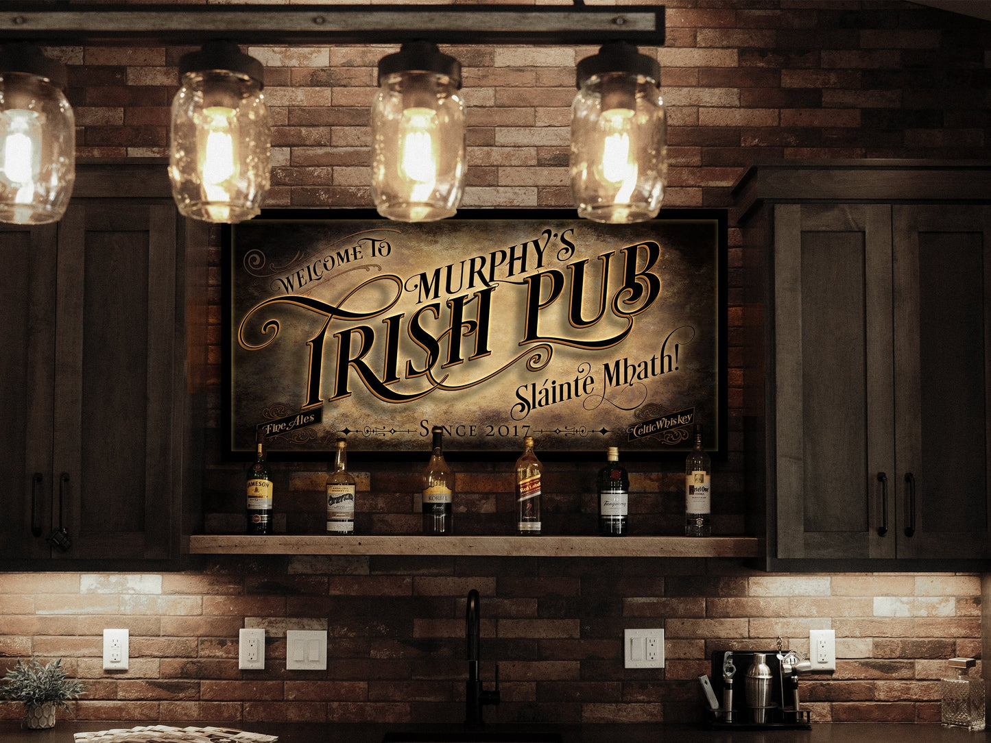 Irish Pub Bar Sign Personalized | Custom Bar Wall Decor | Personalized Bar Sign | Vintage Bar Signage  | Choose between Canvas or Metal