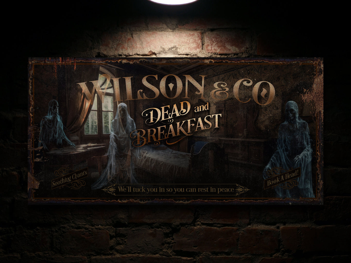 Dead and Breakfast Halloween Sign | Creepy Halloween Sign | Halloween Ghost Sign | Scary Halloween Sign | Outdoor or Indoor Halloween Sign