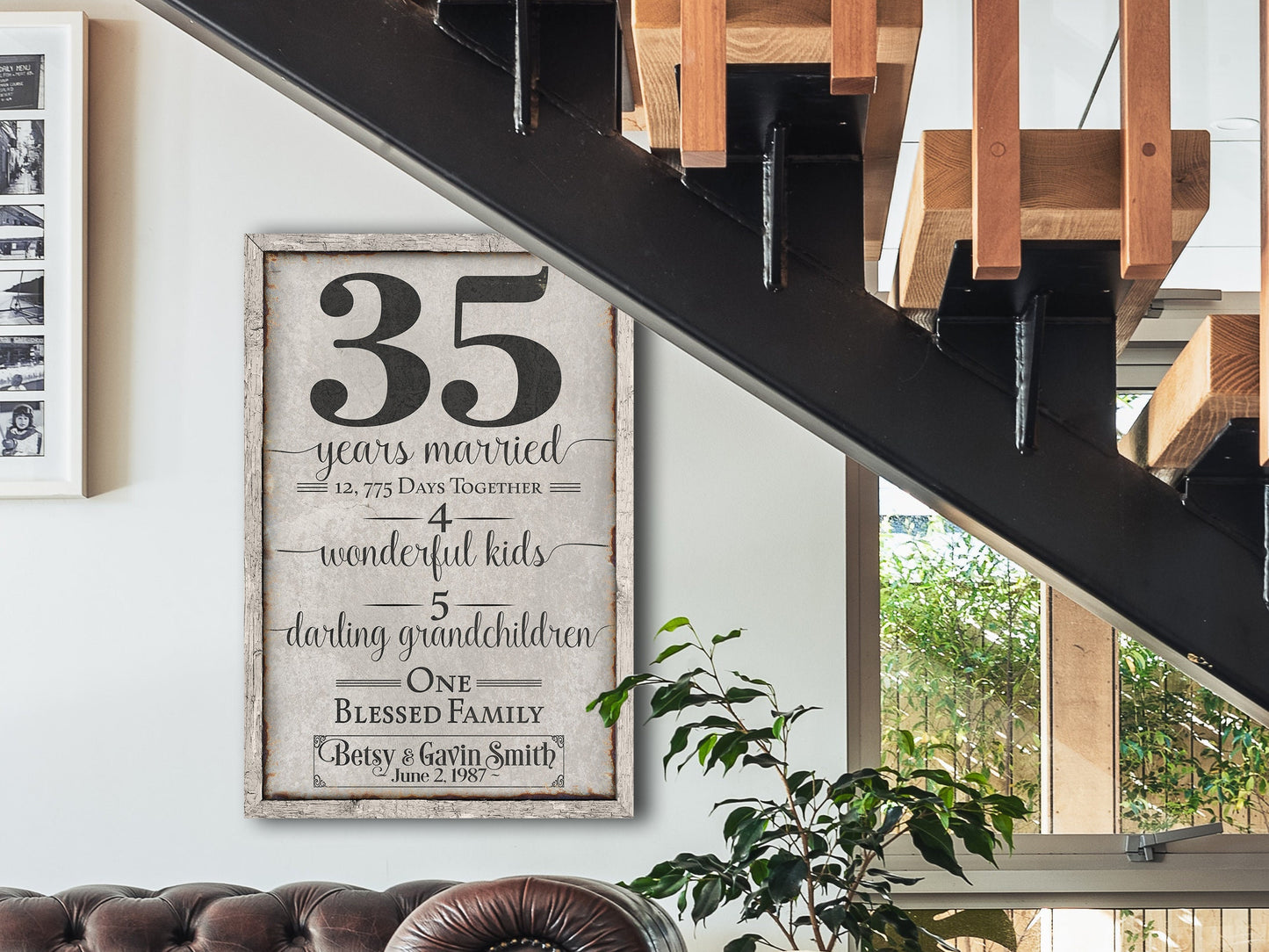 Anniversary Sign | Any Anniversary  | 50th Anniversary | Modern Farmhouse Personalized Sign on Large Metal or Canvas | Vintage Wall Decor