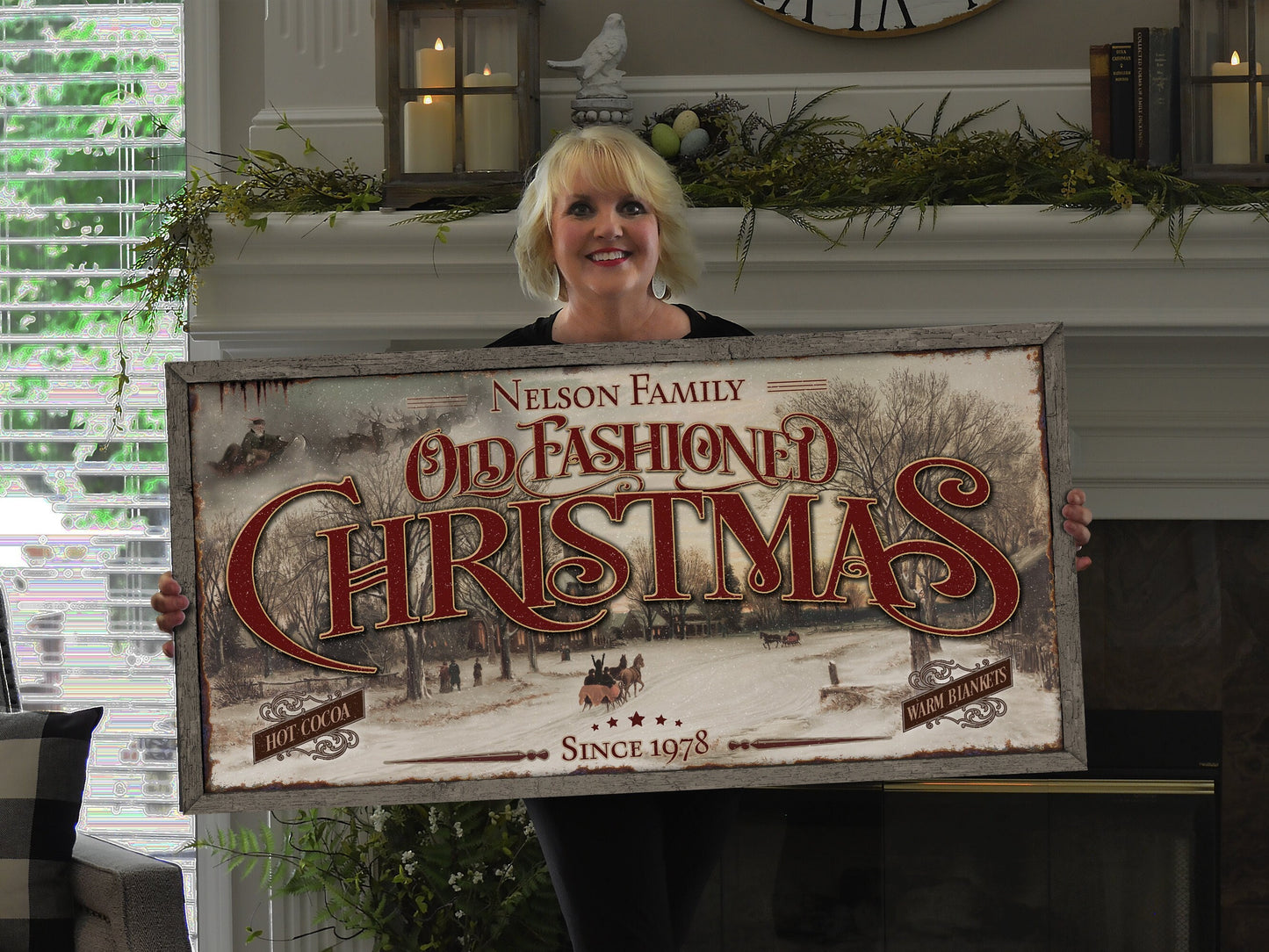 Old Fashioned Christmas | Santa Christmas Decor Sign | Personalized Christmas Sign | Farmhouse Christmas | Farm Wall Decor | Distressed Sign