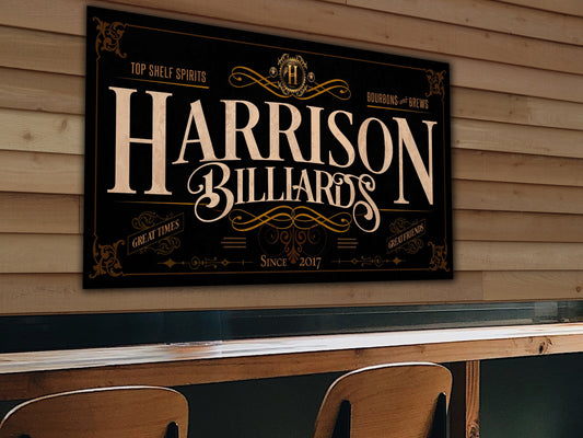 Personalized Billiard Sign | Billiard Bar Sign | Billiard Pool Hall Sign | Family Name Sign | Family Bar Sign