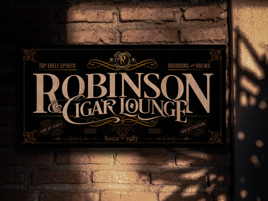 Cigar Bar Sign | Personalized Cigar Lounge Sign | Cigar Parlor Sign | Family Name Sign | Family Bar Sign