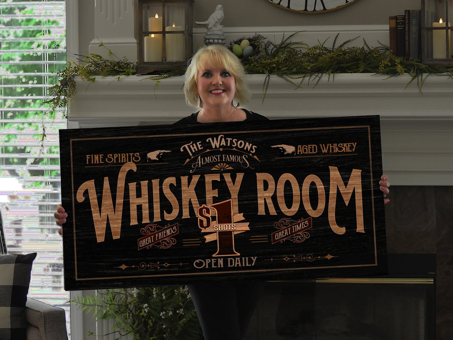 Custom Whiskey Room Sign | Family Bar Sign | Distressed Wood Grain Whiskey Sign | Family Name Whiskey Sign | Personalized Name Bar Sign